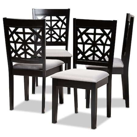 Baxton Studio Jackson Grey Upholstered and Espresso Wood 4-Piece Dining Chair Set 166-10763